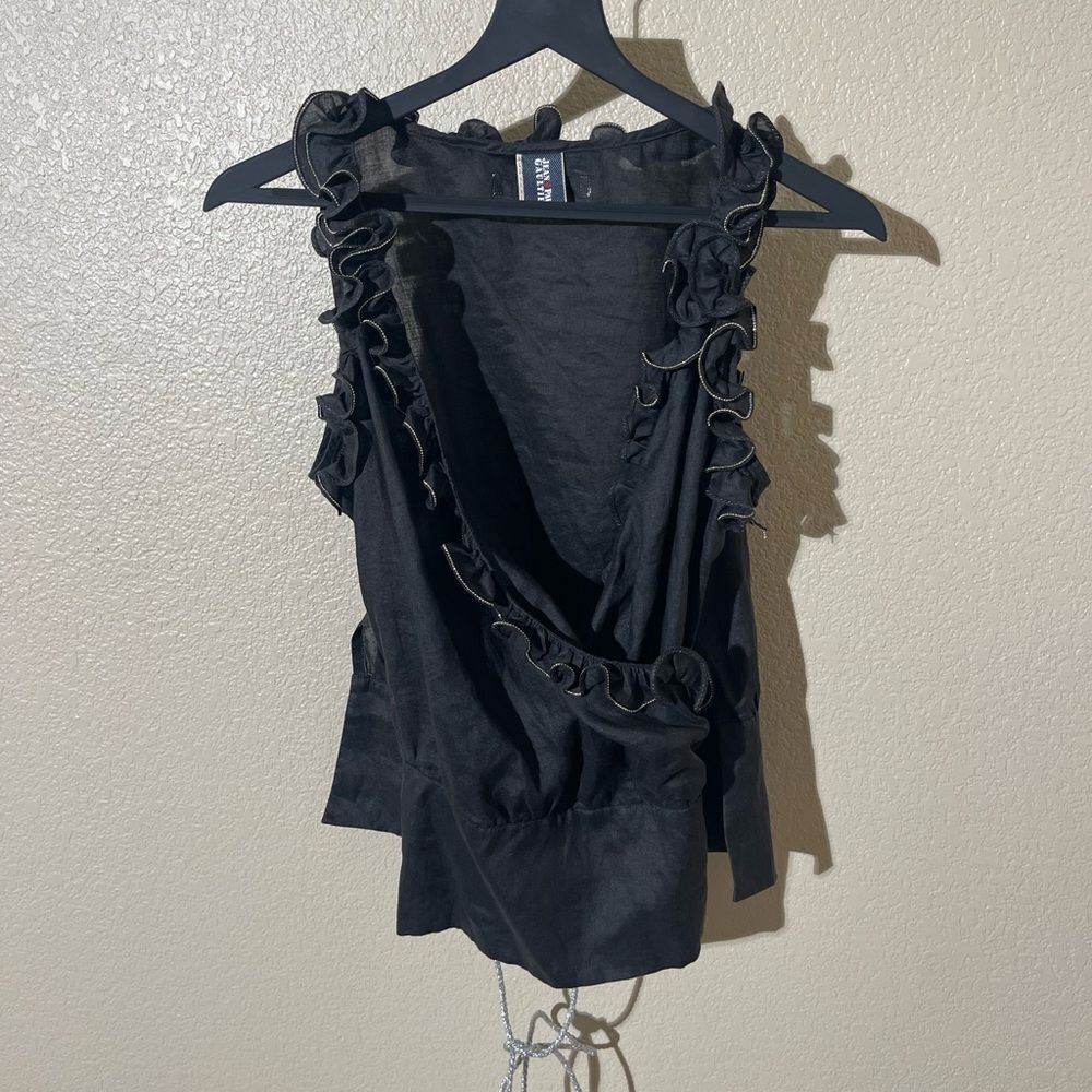 Jean Paul Gaultier Black Ruffle Tank Top